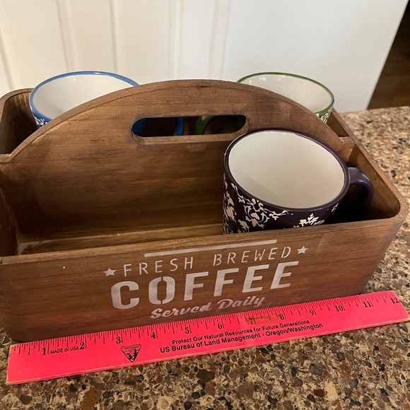 New fresh brewed coffee wood carafe carry case tray mugs not included - Picture 2 of 5